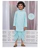Little Bansi Cotton Full Sleeves Floral Embroidered Dhoti Kurta Set - Blue