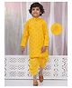 Little Bansi Cotton Full Sleeves Floral Foil Motifs Printed Kurta Dhoti Set - Haldi Yellow