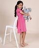 Kiddopanti Cotton  Knit Half Sleeves Fish Printed Nighty - Pink