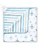 Masilo Organic Cotton Muslin Blanket For Infant/Baby's Nursery 70 x 70 cm, Lightweight & Comfortable, 0 to 2 Years- Airplane - Blue