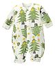 Little Surprise Box Cotton Full Sleeves Trees Printed Romper - White