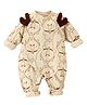 Little Surprise Box Cotton Full Sleeves Reindeer Printed & Applique Detailed Romper - Brown