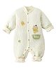 Little Surprise Box Cotton Full Sleeves Teddy Bear Printed Quilted Romper - Green