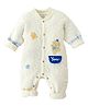 Little Surprise Box Cotton Full Sleeves Teddy Bear Printed Quilted Romper - Blue