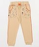 Totle Cotton Space Theme Printed Joggers - Beige