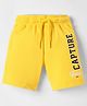 Ruff Terry Knit Above Knee Length Bermuda with Capture Text Print - Yellow