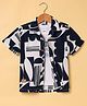Ruff Poplin Woven Half Sleeves Abstract Print Shirt With T Shirt - Navy Blue