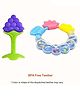 Numum Baby Teether Set of 2 Soft Silicone Fruit Shape and Ring Teether- Multicolor ( color and design may vary)