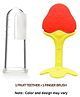 Numum Combo of Strawberry Shaped Fruit teether and Finger Brush ( Red, white)( Color and design may vary)