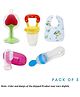 Numum Baby Fruit Feeder with Spoon Feeder and Fruit Teether with Finger Brush and Baby bibs ( 1pcs each) (Bibs - Fruit Feeder - Finger Brush - Spoon feeder - fruit teether)- Multicolor ( color and design may vary)