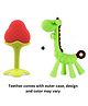 Numum Baby Teether Set of 2 Soft Silicone Fruit Shape,Giraffe Teether