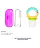 Numum Baby Soft Bristles Finger Toothbrush Having Tongue Cleaner Back With Silicone Baby Food Fruit Vegetable Feeder Baby Teether Baby Musical Rattle Soother Teething Toy For Toddlers Infants Babies Multicolor( Color and design may vary)