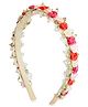 Ribbon Candy Handmade Rose Applique Detailed Hair Band - Multi Colour