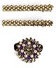 Ribbon candy Kundan Stones Embellished Rubber Band & Alligator Clips Set - Multi Colour