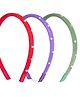 Ribbon candy Set Of 3 Velvet Beads Embellished Hair Bands - Pink Purple & Olive Green