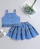 Aww Hunnie 100% Cotton Sleeveless Checked Coordinating Top & Layered Skirt Set - Blue