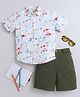 Aww Hunnie Half Sleeves Colour Splash Printed Shirt With Shorts Set - White