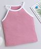 Aww Hunnie Cotton Rib Sleeveless Solid Top - Peach