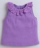 Aww Hunnie Cotton Rib Sleeveless Schiffli Embroidered Top - Mauve