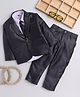 Lil' Homies Jacquard Full Sleeves Solid 3 Piece Party Suit With Tie Set - Burgandy