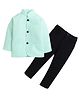 Lil' Homies Jacquard Full Sleeves Solid Blazer With Pant - Mint Green