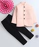 Lil' Homies Jacquard Full Sleeves Solid Blazer With Pant - Peach