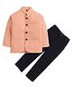 Lil' Homies Jacquard Full Sleeves Solid Blazer With Pant - Peach