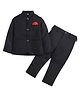 Lil' Homies Jacquard Full Sleeves Solid Blazer With Pant - Black