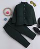 Lil' Homies Jacquard Full Sleeves Solid Soft Padded Coat & Pant Set - Dark Green