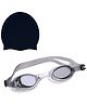 Azhari Silicon swim dotted cap and swim goggles ( Pack of 1 ) Color May Vary- Multicolor