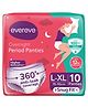 Evereve Period Panty with 360 Degree Coverage Zero Leaks & High Absorbency Heavy Flow Postpartum Overnight Protection  L  & XL - Pack of 10