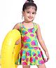 Babyhug Water Repellant Frock Swimsuit With Floral Print - Green