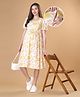 Bella Mama Woven Half Puff Sleeves Maternity Dress With Floral Print - Yellow