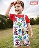 Babyhug Marvel Single Jersey Knit Dungaree & Half Sleeves T-Shirt With Spider-Man Graphics - White & Red