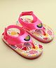Babyoye Flip Flops with Velcro Closure & Fruit Print - Dark Pink