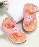 Babyoye Velcro & Back Strap Closure Flip Flop With Floral Print - Pink & Orange