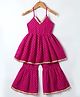 Saka Designs Woven Sleeveless Printed Kurta & Gharara Set - Dark Pink