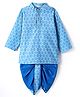 Saka Designs  Cotton Knit Full Sleeves Kurta Dhoti Set with Abstract Design - Blue