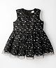 Saka Designs Woven Sleeveless Party Dress With Foil Star Print - Black