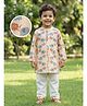 Desi Soota Cotton Full Sleeves Baby Animals Printed Kurta Pyjama Set - Yellow