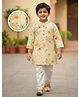 Desi Soota Cotton Full Sleeves Floral Printed Kurta Pyjama Set - Yellow