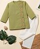 Desi Soota Cotton Full Sleeves Floral Embroidered Kurta Pyjama Set - Green