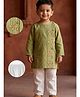 Desi Soota Cotton Full Sleeves Floral Embroidered Kurta Pyjama Set - Green