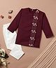 Desi Soota Cotton Full Sleeves Floral Embroidered Kurta Pyjama Set - Maroon