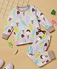 Desi Soota Cotton Knit Full Sleeves Ice Cream Printed Coordinating Night Suit Set - Beige