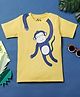 Desi Soota Cotton Half Sleeves Monkey Printed Tee - Yellow