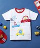 Desi Soota Cotton Half Sleeves Cars & Animals Printed Tee - White