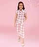 Cutecumber Cotton Cap Sleeves Checked Shirt Style Top & Coordinating Capris Set - Purple