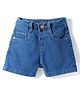 Babyhug Denim Mid Thigh Washed Shorts With Stretch - Blue