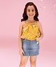Cutecumber Sleeveless Floral Printed & Patch Detailed Dress - Yellow